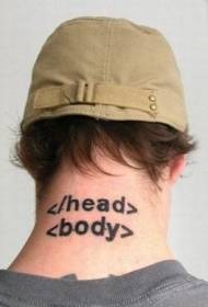 modello di tatuaggio collo inglese nero alfabeto