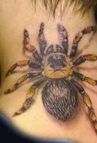 жаночы колер шыі рэалістычны малюнак павук татуіроўкі