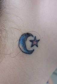 moteriško kaklo mėnulio ir žvaigždės tatuiruotės modelis