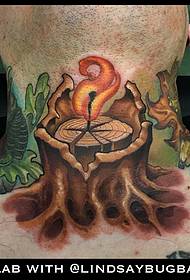 patrón de tatuaxe de personalidade de chama de árbores de pescozo
