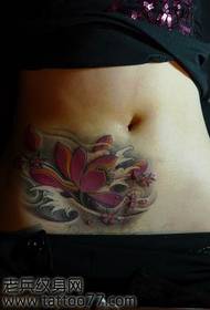 patrón de tatuaje de loto de vientre de belleza clásico popular
