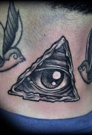 stara škola vrata crne misteriozne oči u obliku trokuta s uzorkom tetovaže ptica