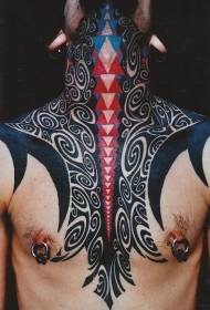 nek en borst geweldig kleurrijk tribal totem sieraden tattoo patroon