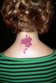 pattern ng kulay ng leeg na pink na petal tattoo