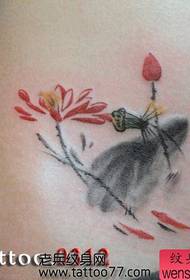 modello di tatuaggio di bellezza addome inchiostro pittura koi lotus