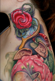 рамена у боји школског цвијета тетоважа узорак