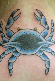 脖子上的藍色和灰色的螃蟹紋身圖案