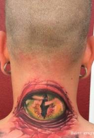 neck colored animal eye tattoo pattern