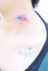 modello di tatuaggio dipinto collo stampa bacio sogno labbra
