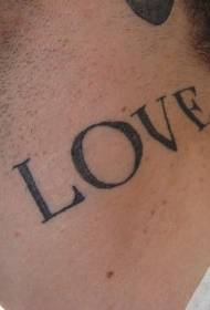 tatuaggio nero con parole d'amore sul collo