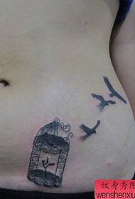gabbia per uccelli pancia popolare e motivo tatuaggio uccello