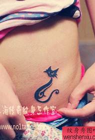 girl abdomen cute totem cat tattoo pattern