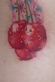 češnja in realističen vzorec tatoo češnje