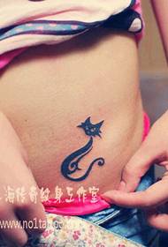 mergaitės pilvas mielas totemo katės tatuiruotės modelis