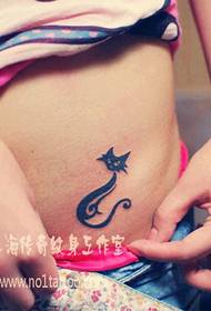modello di tatuaggio gatto addome carino totem ragazza