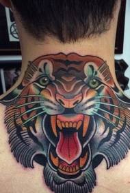 férfi nyak színét ordító tigris tetoválás mintát