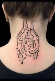 „Neck Black“ elektroninės architektūros tatuiruotės raštas