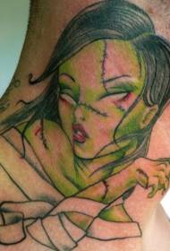 krku barva zombie dívka tetování vzor