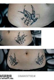 Patrón de tatuaje de golondrina abdominal