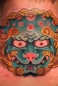 vrat azijski stil šareni lav avatar tetovaža uzorak