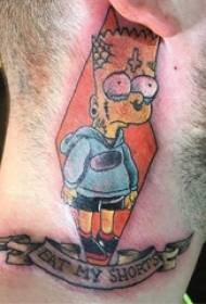 Simpsonovi Tattoo Boy Neck Painted Tattoo Kreslená postavička Tattoo Picture