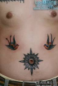 patrón de tatuaje del vientre: color del abdomen patrón de tatuaje de golondrina pequeña