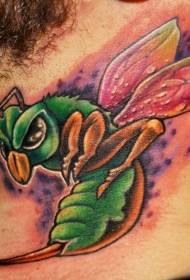 Motif de tatouage abeille colère couleur cou