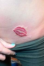 girls belly fashion popular lip print tattoo pattern