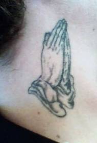 gât negru model de tatuaj mâna de rugăciune