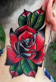 Modello di tatuaggio rosa collo scuola Europa e America