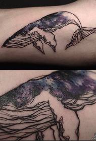 Patró de tatuatge en línia de balena gran estrella