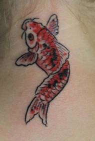 Boyun kırmızı koi balık dövme deseni