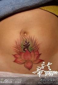 modello di tatuaggio sanscrito dell'addome femminile di loto