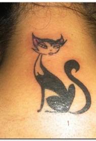 modello di tatuaggio gatto incantevole collo
