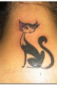 padrão de tatuagem de gato encantador pescoço