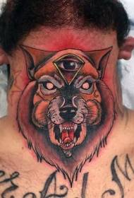 tatuaggio lupo sangue demone stile vecchia scuola collo colore