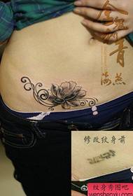 дівчина живота красивий чорно-білий лотос татуювання візерунок
