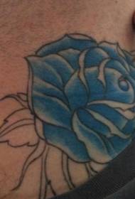 kaklo mėlynos rožės tatuiruotės modelis