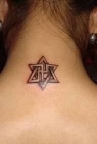 tyttö kaula musta harmaa minimalistinen viivageometria tatuointi kuva