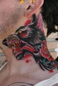 pescoço estilo antigo estilo sangrento lobo cabeça tatuagem padrão