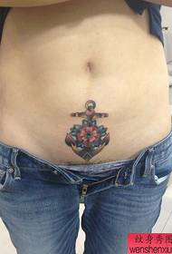 krása břicho krásná kotva tetování vzor