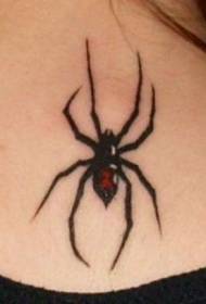 un semplice tatuaggio colorato di ragno sul collo
