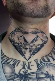 Hals magiske realistiske svart-hvite diamanter tatoveringsmønster