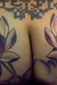 női fenék színes lótusz tetoválás minta
