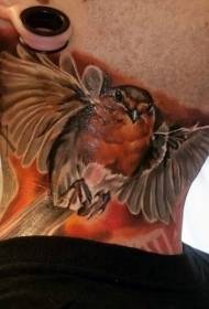 Halsen robust realistisk stil färgad fågel tatuering mönster