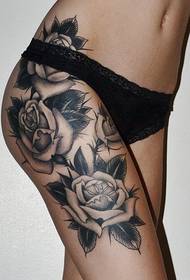 jalka musta harmaa ruusu tatuointi malli