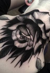 old school neck black prick rose tattoo pattern