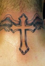 λαιμό φτερωτό μοτίβο σταυρό τατουάζ