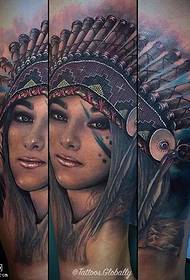 臀部印第安美女纹身图案