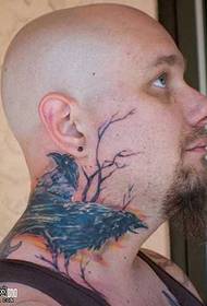 neck crow tattoo pattern